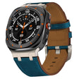 For Samsung Galaxy Watch Ultra 47mm Crazy Horse Leather Watch Band(Dark Blue+Titanium Buckle) - Watch Bands by PMC TechLife | Online Shopping South Africa | PMC TechLife | Buy Now Pay Later Mobicred