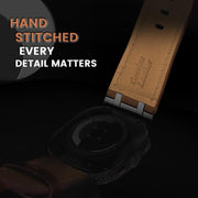For Samsung Galaxy Watch Ultra 47mm Crazy Horse Leather Watch Band(Black+Titanium)