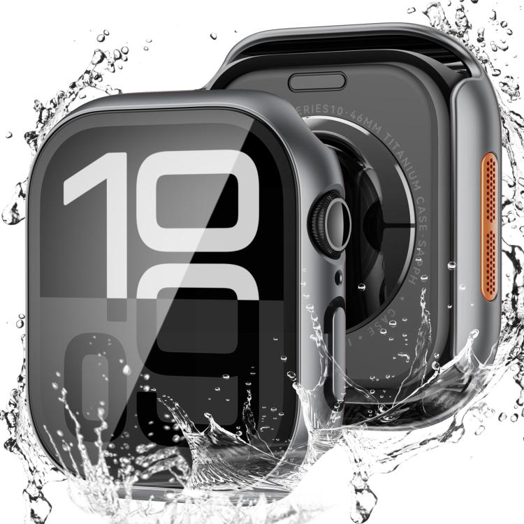 For Apple Watch Series 41mm Tempered Film Integrated PC Watch Protective Case(Original Machine Black) - Watch Cases by PMC TechLife | Online Shopping South Africa | PMC TechLife | Buy Now Pay Later Mobicred