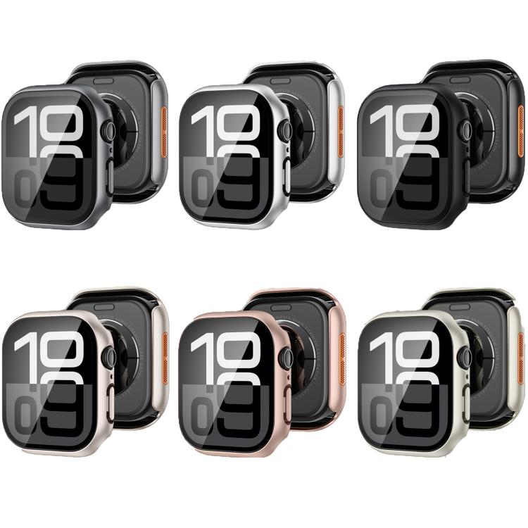 For Apple Watch Series 45mm Tempered Film Integrated PC Watch Protective Case(Original Machine Black) - Watch Cases by PMC TechLife | Online Shopping South Africa | PMC TechLife | Buy Now Pay Later Mobicred