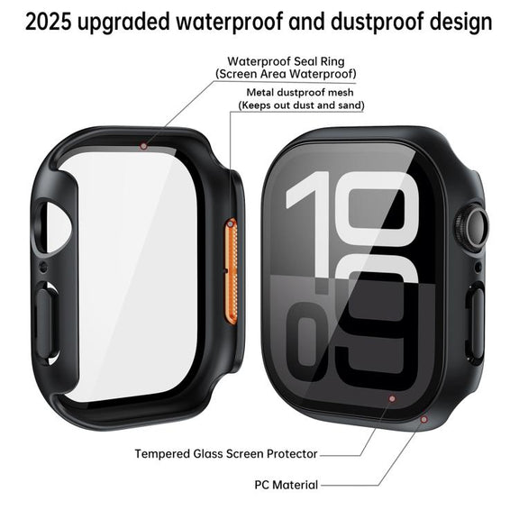 For Apple Watch Series 10 46mm Tempered Film Integrated PC Watch Protective Case(Original Machine Black)