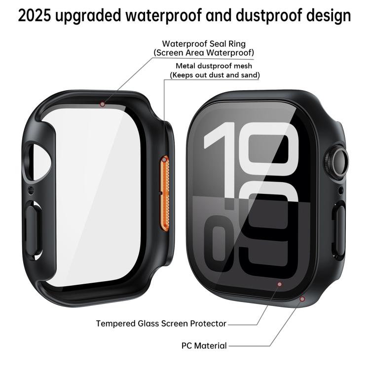 For Apple Watch Series 10 46mm Tempered Film Integrated PC Watch Protective Case(Original Machine Black)