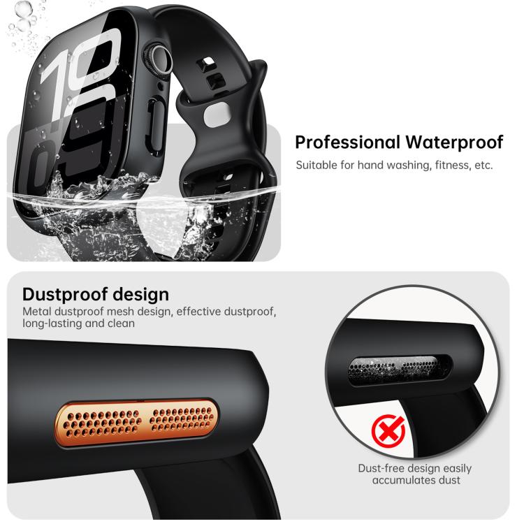 For Apple Watch Series 10 42mm Tempered Film Integrated PC Watch Protective Case(Original Machine Black) - Watch Cases by PMC TechLife | Online Shopping South Africa | PMC TechLife | Buy Now Pay Later Mobicred