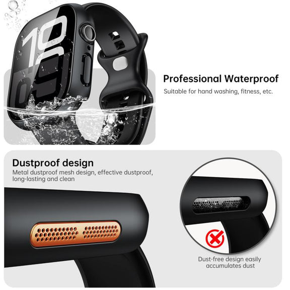For Apple Watch Series 41mm Tempered Film Integrated PC Watch Protective Case(Original Machine Black)
