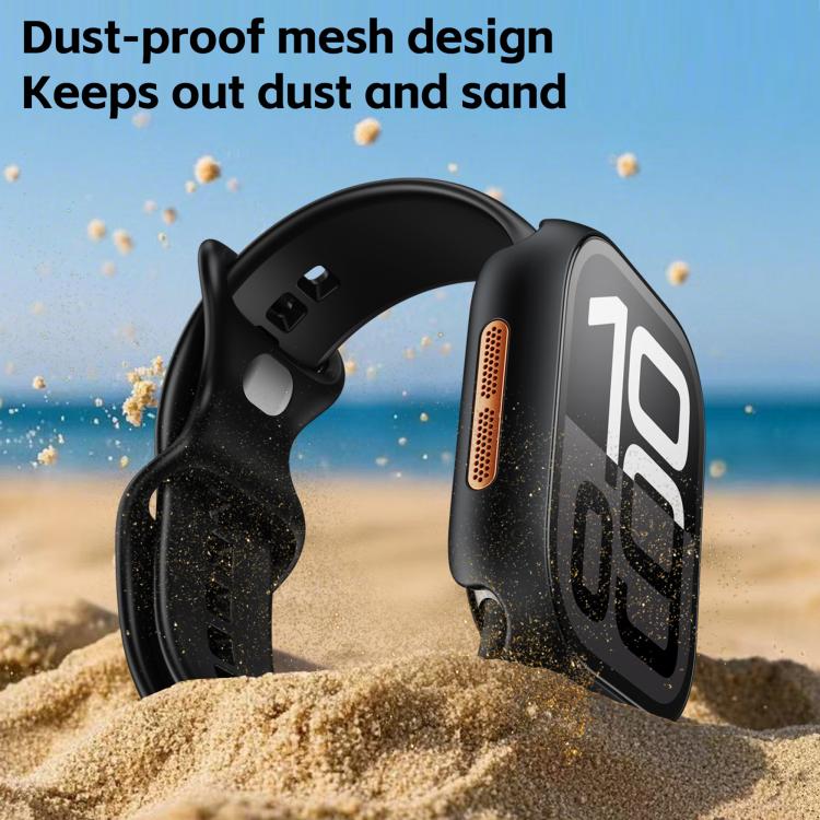 For Apple Watch Series 45mm Tempered Film Integrated PC Watch Protective Case(Original Machine Black) - Watch Cases by PMC TechLife | Online Shopping South Africa | PMC TechLife | Buy Now Pay Later Mobicred