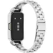 For Huawei Band 10 / 10 NFC / 9 / 9 NFC Watch Frame Integrated Three Beads Stainless Steel Watch Band(Silver)