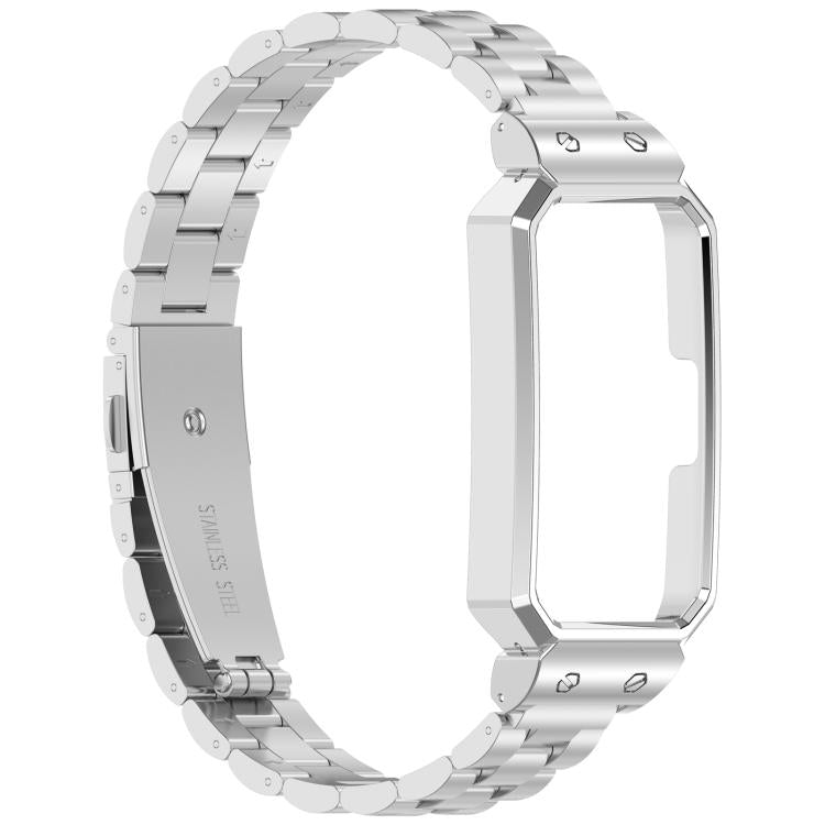 For Huawei Band 10 / 10 NFC / 9 / 9 NFC Watch Frame Integrated Three Beads Stainless Steel Watch Band(Silver)