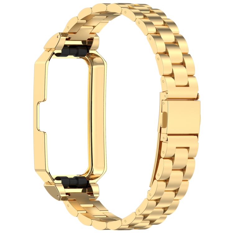For Huawei Band 10 / 10 NFC / 9 / 9 NFC Watch Frame Integrated Three Beads Stainless Steel Watch Band(Gold)