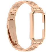 For Huawei Band 10 / 10 NFC / 9 / 9 NFC Watch Frame Integrated Three Beads Stainless Steel Watch Band(Rose Gold)