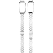 For Huawei Band 10 / 10 NFC / 9 / 9 NFC Watch Frame Integrated Three Beads Stainless Steel Watch Band(Silver)