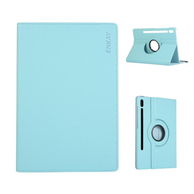 For Samsung Galaxy Tab S10+ / S9 FE+ / S9+ ENKAY 360 Degree Rotation Litchi Leather Smart Tablet Case(Light Blue)