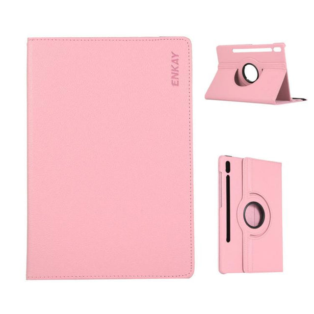 For Samsung Galaxy Tab S10+ / S9 FE+ / S9+ ENKAY 360 Degree Rotation Litchi Leather Smart Tablet Case(Pink)