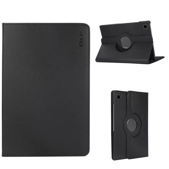 For Samsung Galaxy Tab A9 8.7 ENKAY 360 Degree Rotation Litchi Leather Smart Tablet Case(Black)