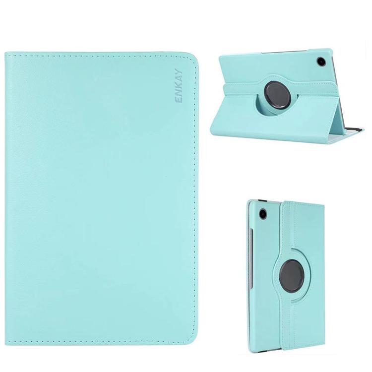 For Samsung Galaxy Tab A9 8.7 ENKAY 360 Degree Rotation Litchi Leather Smart Tablet Case(Light Blue) - free shipping - PMc TechLife - Order now!