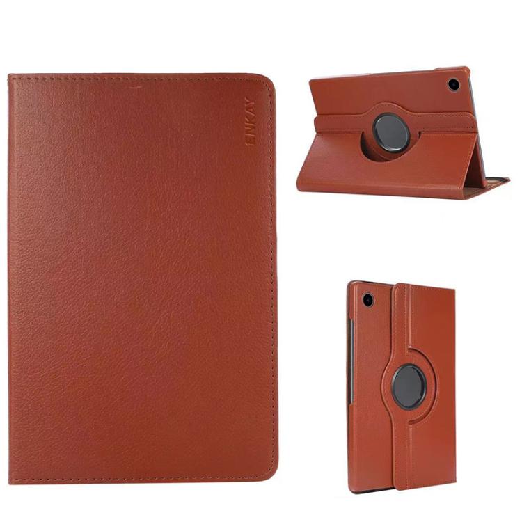 For Samsung Galaxy Tab A9 8.7 ENKAY 360 Degree Rotation Litchi Leather Smart Tablet Case(Brown) - free shipping - PMc TechLife - Order now!