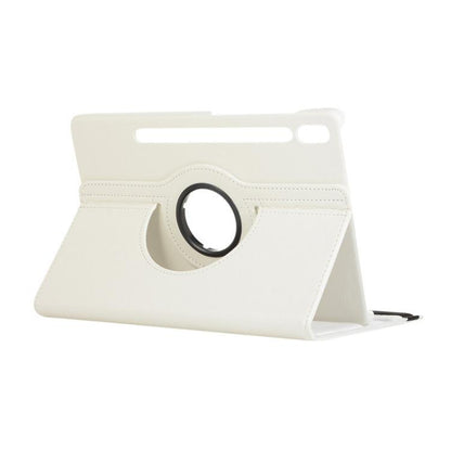 For Samsung Galaxy Tab S10 Ultra / S9 Ultra ENKAY 360 Degree Rotation Litchi Leather Smart Tablet Case(White) - free shipping - PMC Jewellery - Order now!