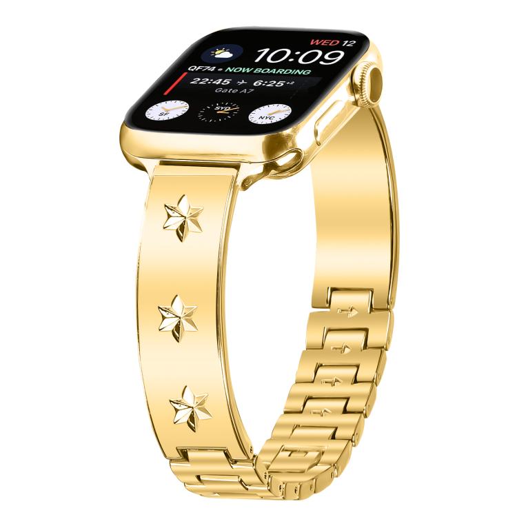 For Apple Watch 46mm / 49mm / 45mm / 44mm Snowflake Petals Bracelet Metal Watch Band(Gold) - free shipping - PMC TechLife - Order now!