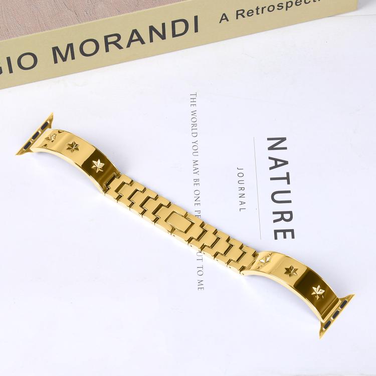 For Apple Watch 46mm / 49mm / 45mm / 44mm Snowflake Petals Bracelet Metal Watch Band(Gold)
