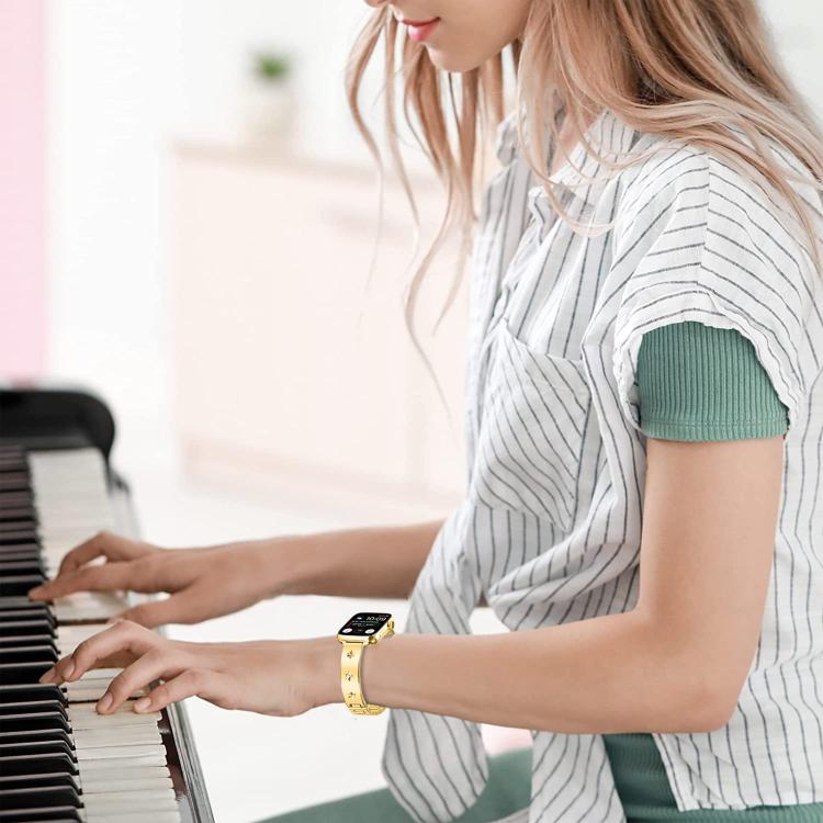 For Apple Watch 46mm / 49mm / 45mm / 44mm Snowflake Petals Bracelet Metal Watch Band(Gold) - free shipping - PMC TechLife - Order now!