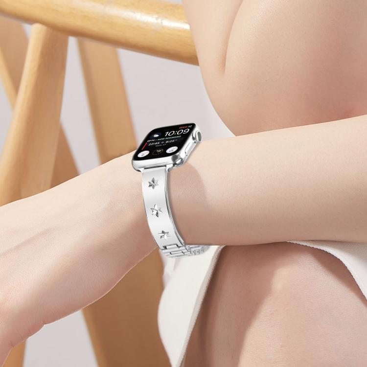 For Apple Watch 46mm / 49mm / 45mm / 44mm Snowflake Petals Bracelet Metal Watch Band(Silver) - free shipping - PMC TechLife - Order now!