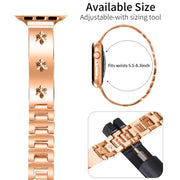 For Apple Watch 42mm / 41mm / 40mm / 38mm Snowflake Petals Bracelet Metal Watch Band(Rose Gold)