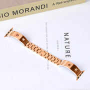 For Apple Watch 42mm / 41mm / 40mm / 38mm Snowflake Petals Bracelet Metal Watch Band(Rose Gold)