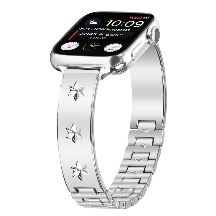 For Apple Watch 42mm / 41mm / 40mm / 38mm Snowflake Petals Bracelet Metal Watch Band(Silver) - free shipping - PMC TechLife - Order now!
