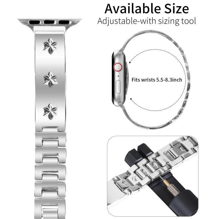 For Apple Watch 42mm / 41mm / 40mm / 38mm Snowflake Petals Bracelet Metal Watch Band(Silver) - free shipping - PMC TechLife - Order now!