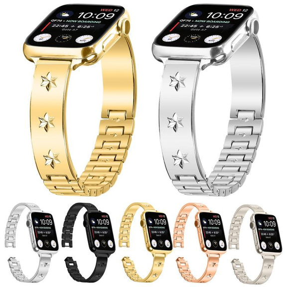For Apple Watch 42mm / 41mm / 40mm / 38mm Snowflake Petals Bracelet Metal Watch Band(Rose Gold)