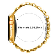 For Apple Watch 46mm / 49mm / 45mm / 44mm Small Square Diamonds Butterfly Buckle Watch Band(Gold)
