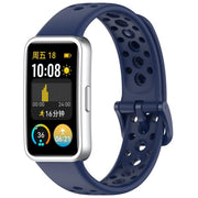 For Huawei Band 10 / 9 / 8 Metal Head Round Hole Nail Button Silicone Watch Band(Original Blue)