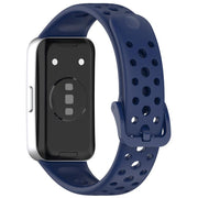For Huawei Band 10 / 9 / 8 Metal Head Round Hole Nail Button Silicone Watch Band(Original Blue)