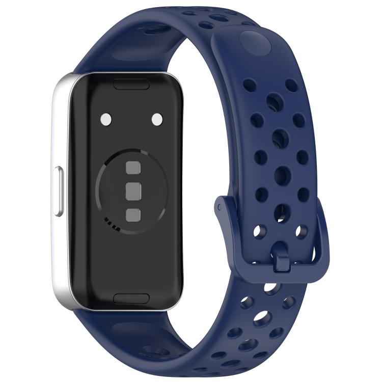 For Huawei Band 10 / 9 / 8 Metal Head Round Hole Nail Button Silicone Watch Band(Original Blue)