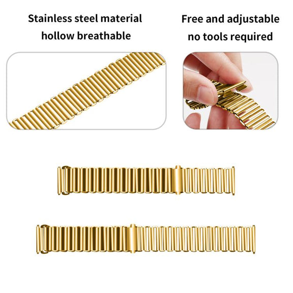 18mm Loop Slingshot Buckle Stainless Steel Watch Band(Gold)