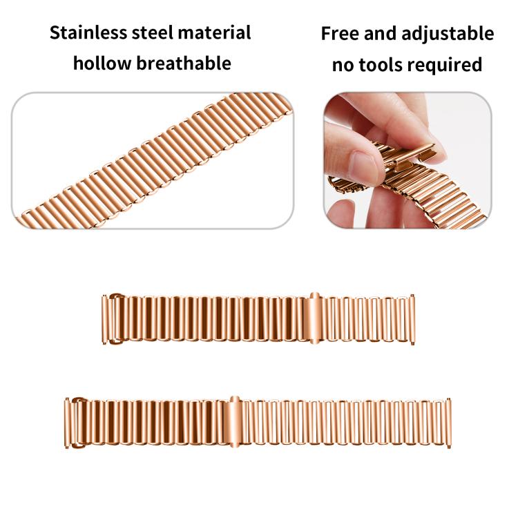 20mm Loop Slingshot Buckle Stainless Steel Watch Band(Rose Gold)