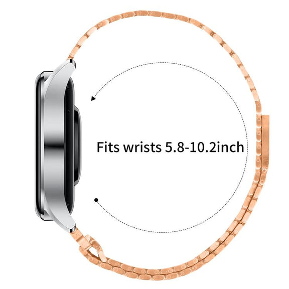 22mm Nine-beads Magnetic Buckle Stainless Steel Watch Band(Rose Gold)