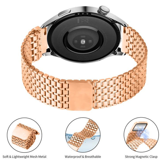 22mm Nine-beads Magnetic Buckle Stainless Steel Watch Band(Rose Gold)