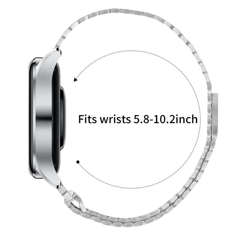 22mm Nine-beads Magnetic Buckle Stainless Steel Watch Band(Silver)