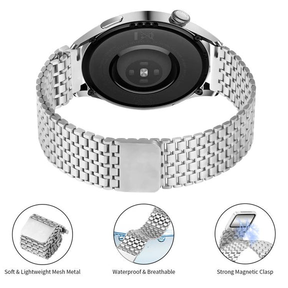 22mm Nine-beads Magnetic Buckle Stainless Steel Watch Band(Silver)