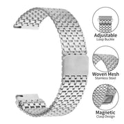 22mm Nine-beads Magnetic Buckle Stainless Steel Watch Band(Silver)