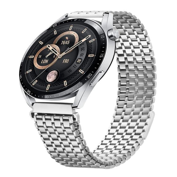22mm Nine-beads Magnetic Buckle Stainless Steel Watch Band(Silver)