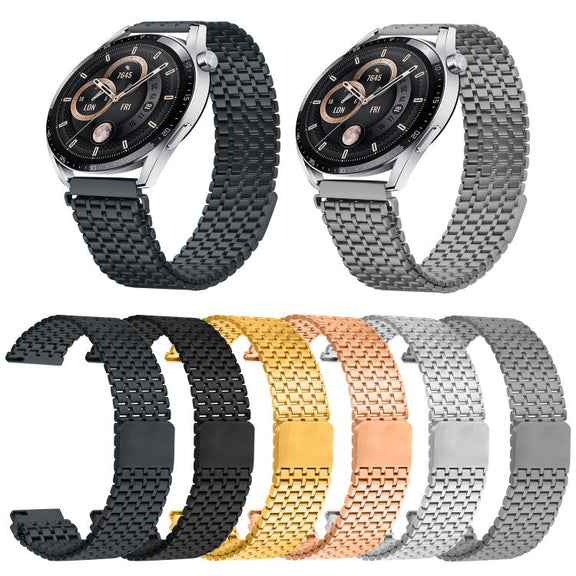 22mm Nine-beads Magnetic Buckle Stainless Steel Watch Band(Silver)