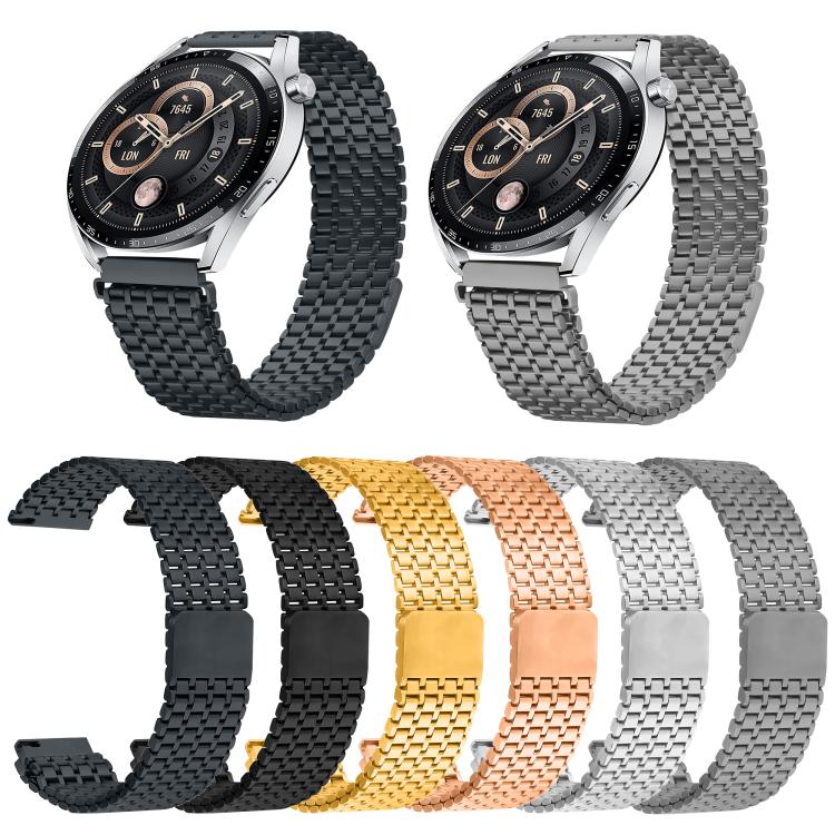 22mm Nine-beads Magnetic Buckle Stainless Steel Watch Band(Silver)