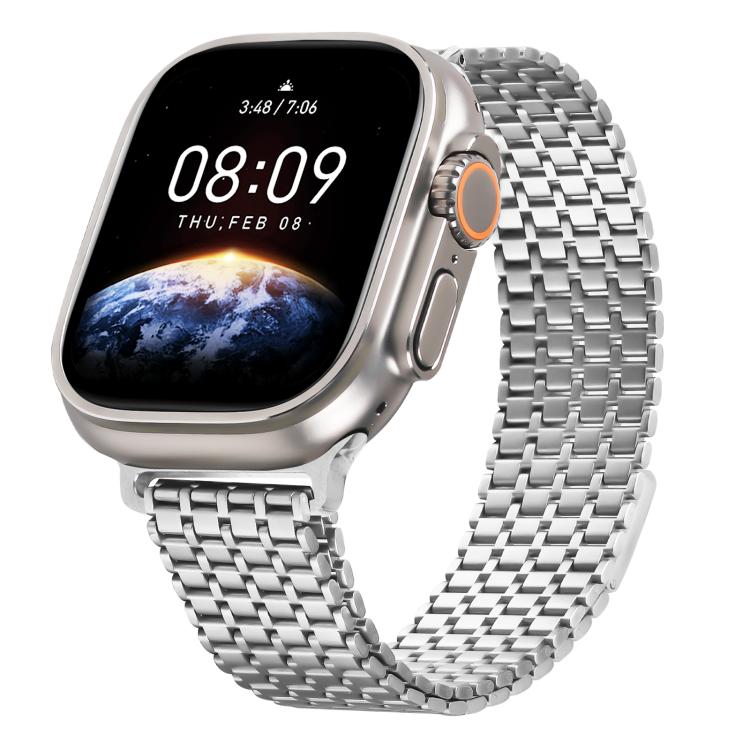 For Apple Watch 42mm / 41mm / 40mm / 38mm Nine-Bead Magnetic Loop Steel Watch Band(Silver) - free shipping - PMC TechLife - Order now!