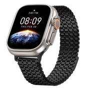 For Apple Watch 46mm / 49mm / 45mm / 44mm Nine-Bead Magnetic Loop Steel Watch Band(Black)