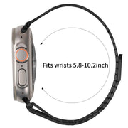 For Apple Watch 46mm / 49mm / 45mm / 44mm Nine-Bead Magnetic Loop Steel Watch Band(Black)