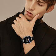 For Apple Watch 46mm / 49mm / 45mm / 44mm Nine-Bead Magnetic Loop Steel Watch Band(Black)