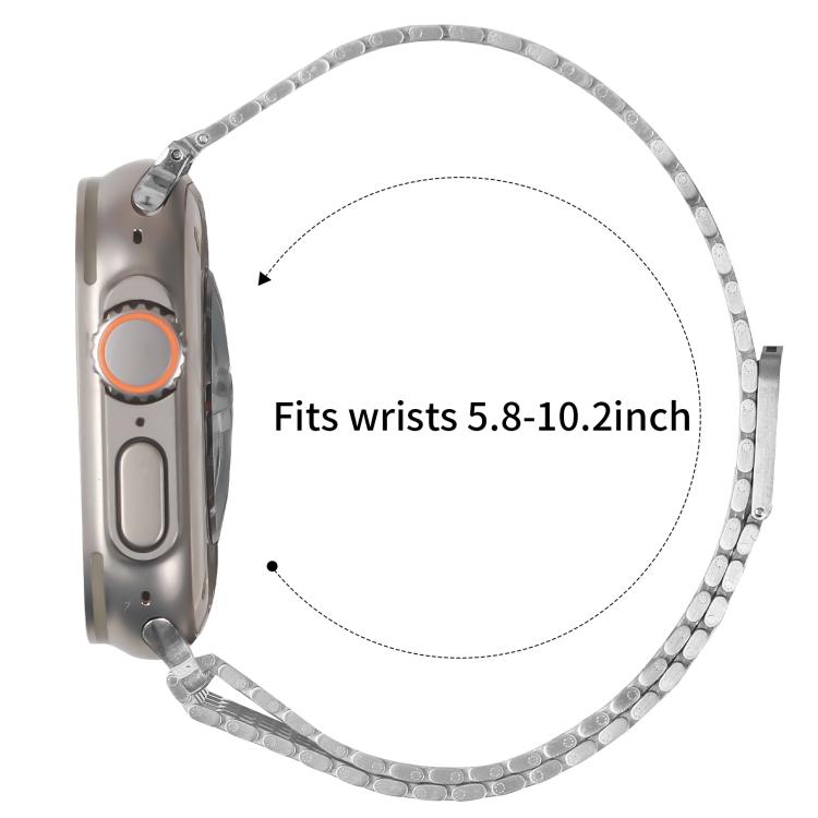 For Apple Watch 46mm / 49mm / 45mm / 44mm Nine-Bead Magnetic Loop Steel Watch Band(Silver) - free shipping - PMC TechLife - Order now!