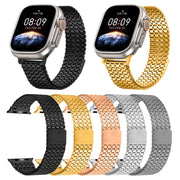 For Apple Watch 46mm / 49mm / 45mm / 44mm Nine-Bead Magnetic Loop Steel Watch Band(Black)