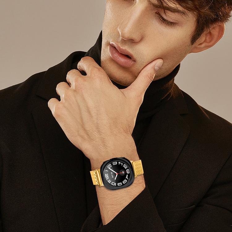 For Samsung Galaxy Watch Ultra 47mm Nine-beads Magnetic Buckle Stainless Steel Watch Band(Gold)